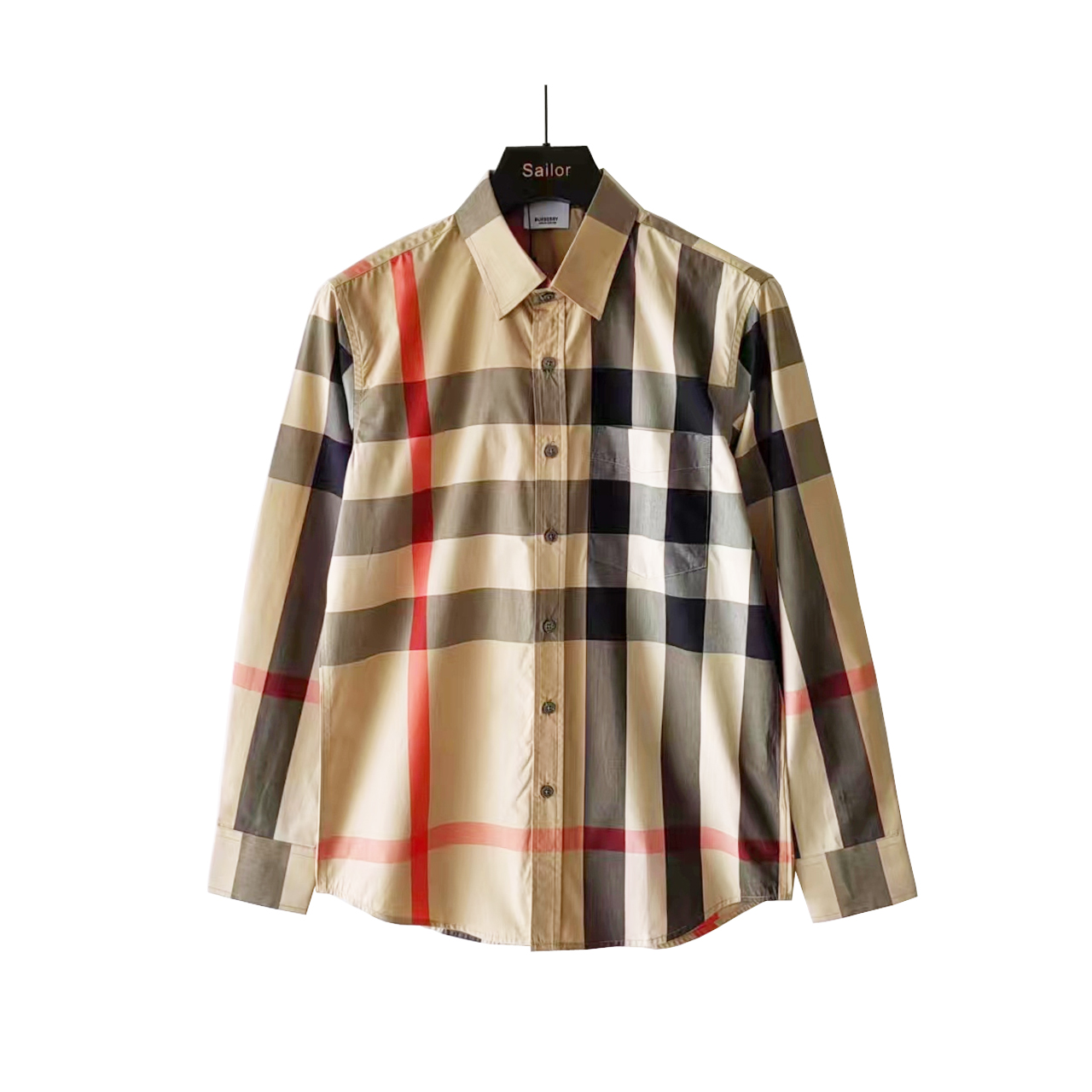 细节图 BURBERRY/巴宝莉 24SS经典大格对位长袖红线条纹衬衫