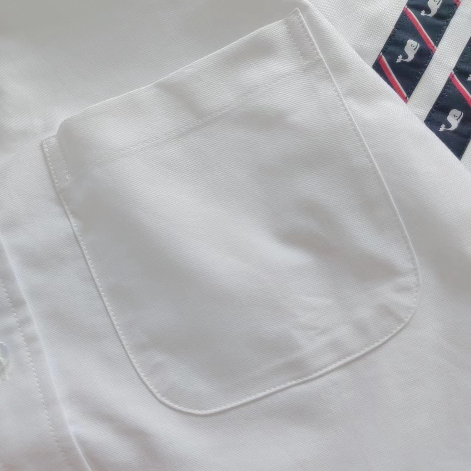 THOM BROWNE 汤姆布朗.新款袖子刺绣鲸鱼图案斜纹环绕牛津纺长袖衬衣