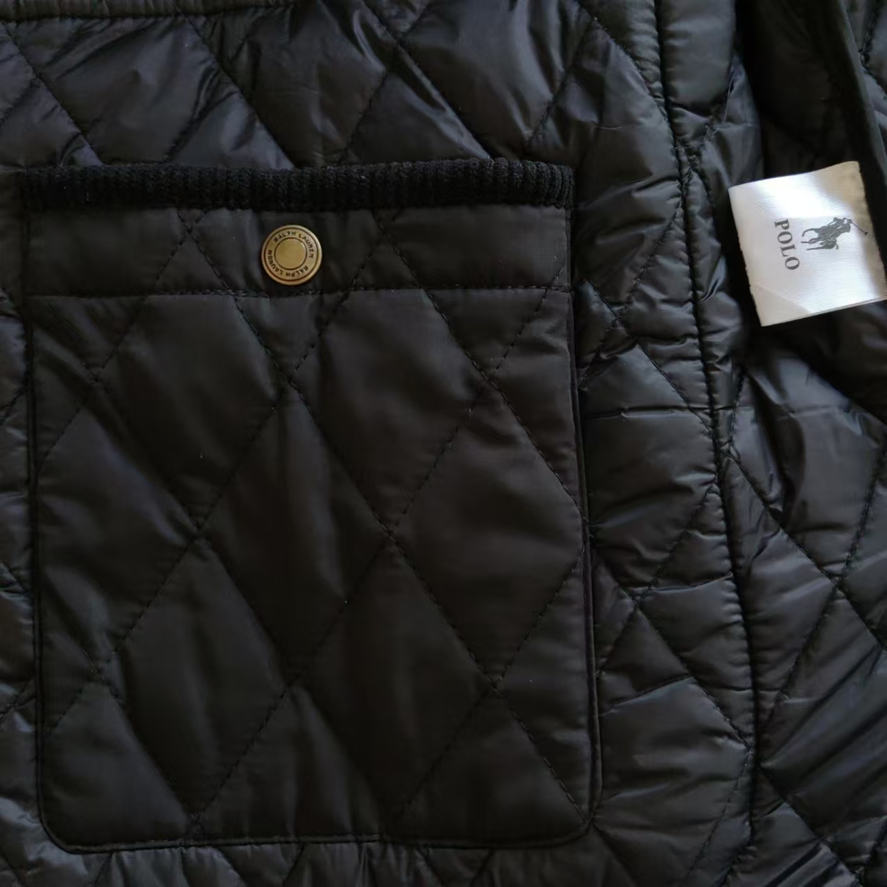 Ralph Lauren/拉夫劳伦 纯色logo徽标翻领老钱风夹克棉服 灯芯绒拼色领口