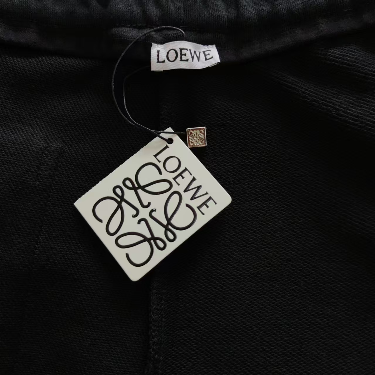 罗意威/Loewe 撞色立体字母logo刺绣休闲长裤 黑色
