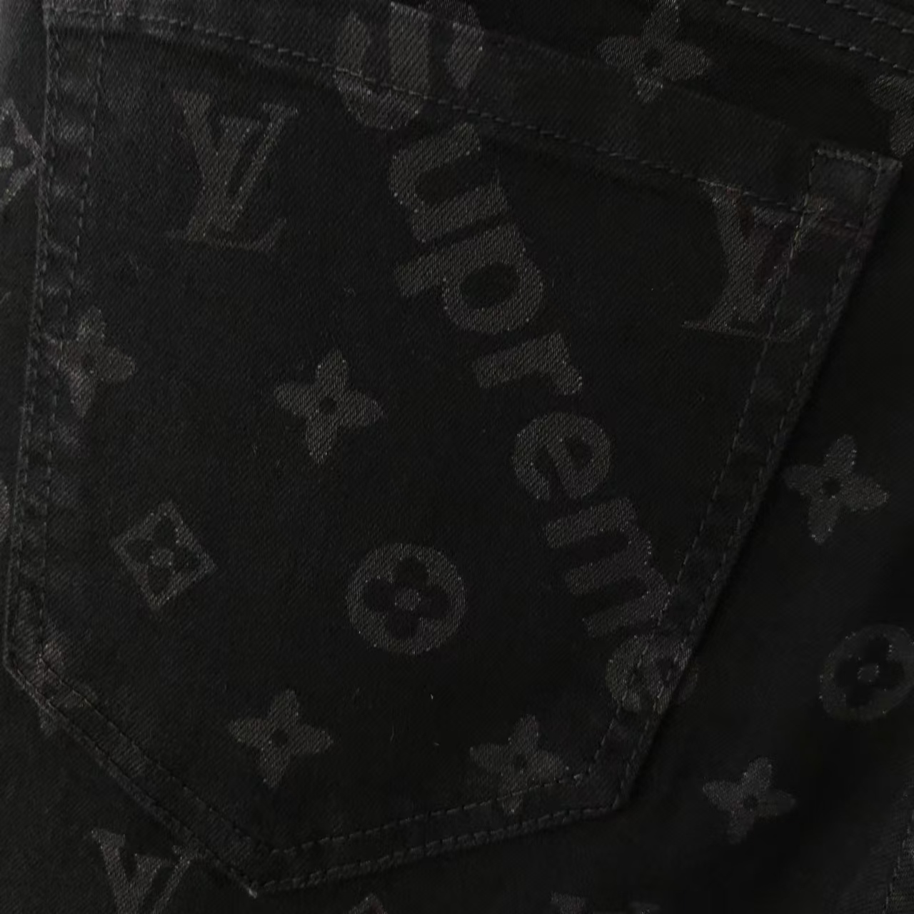 Louis Vuitton 路易威登 24SS经典印花logo牛仔裤 黑色