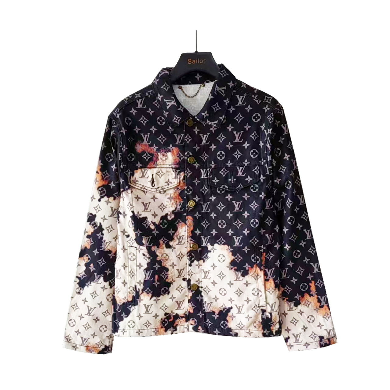 LV&路易威登 Louis Vuitton 渐变提花经典联名系列水洗满印牛仔外套