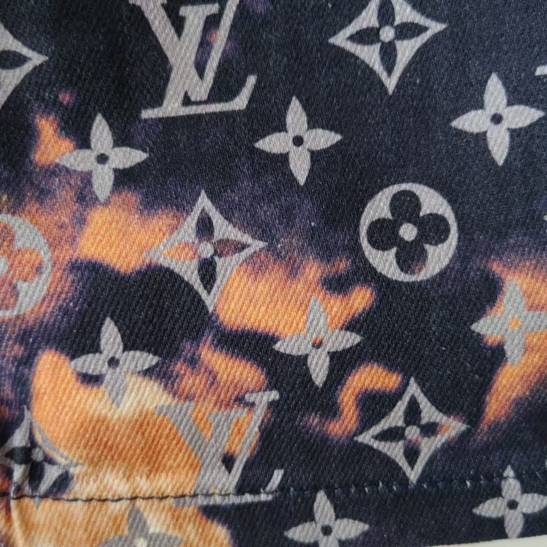 Louis Vuitton路易威登 LOGO星星渐变老花满印口袋牛仔长裤