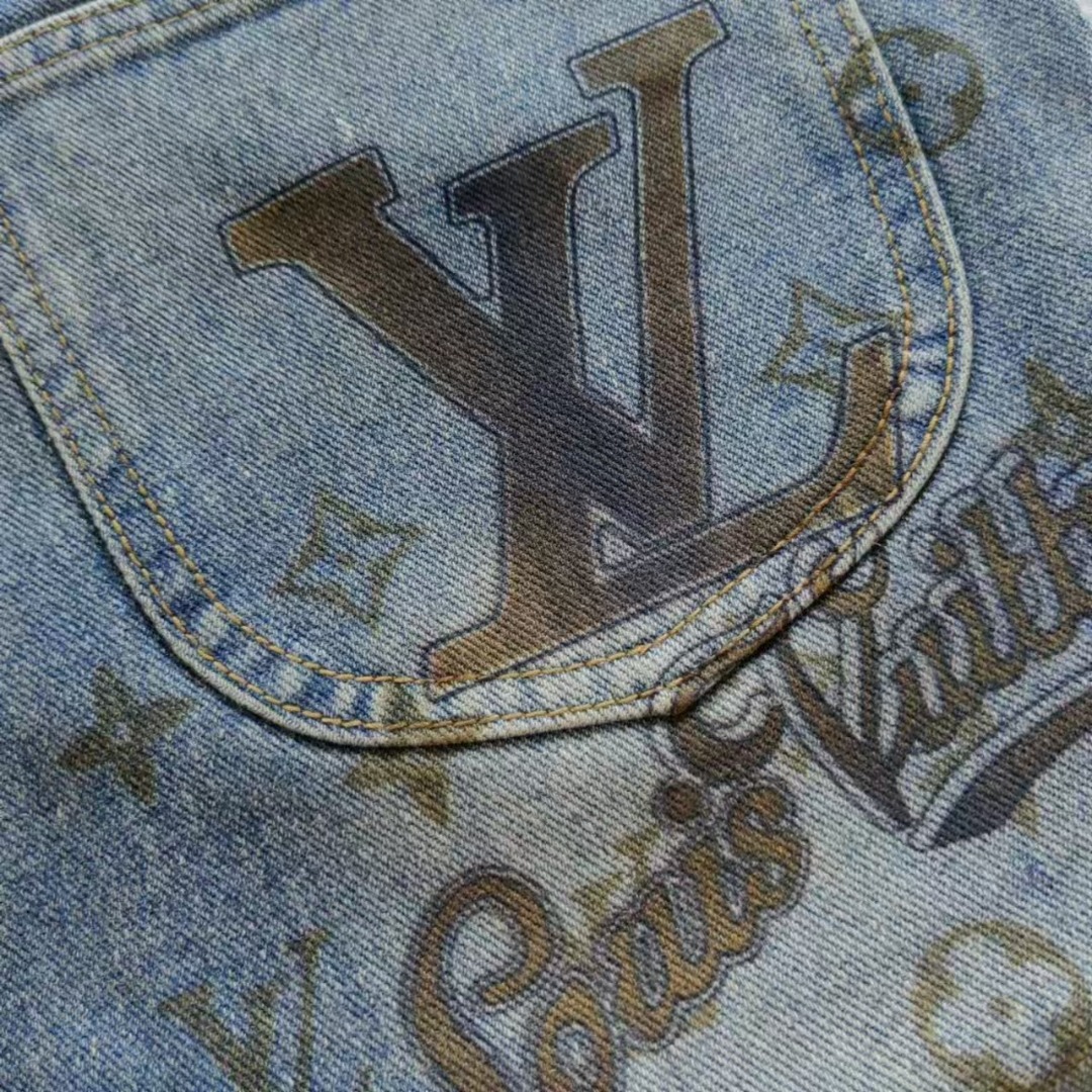 Lv &路易威登 Louis Vuitton经典印花logo牛仔裤