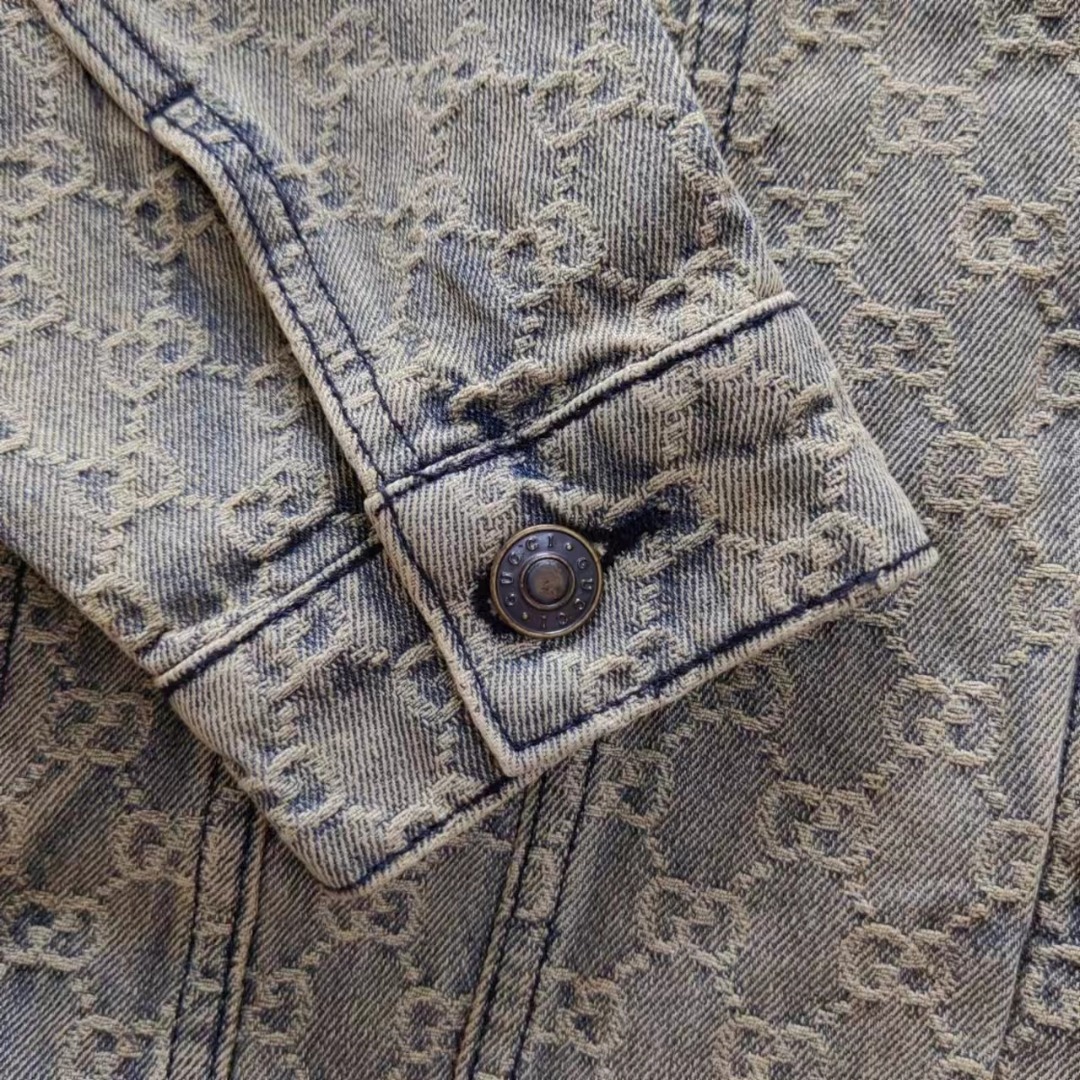 Gucci/古驰 24ss新款花丹宁牛仔外套 浅蓝色和象牙白色