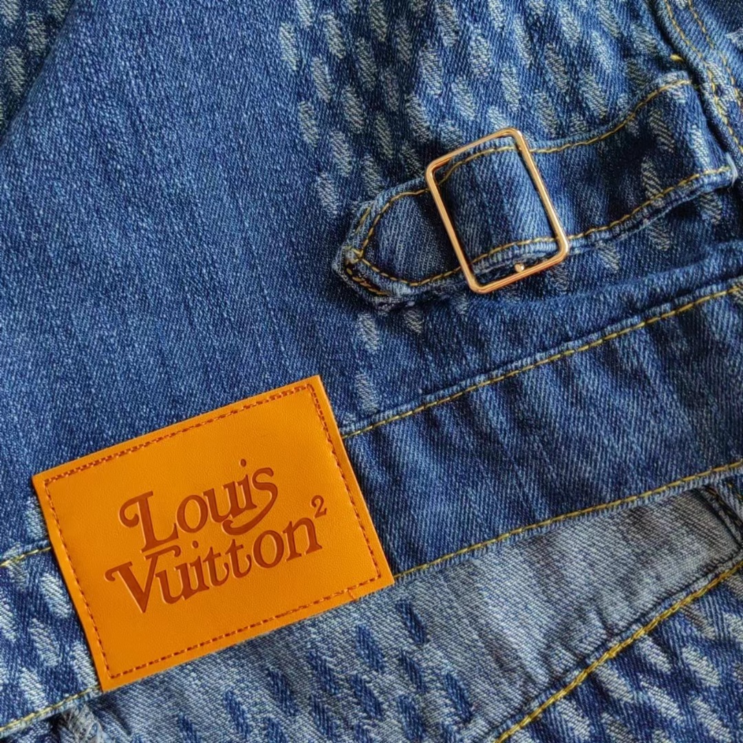 Louis Vuitton LV Nigo Human Virgil 联名款老花拼接格子水洗牛仔外套夹克