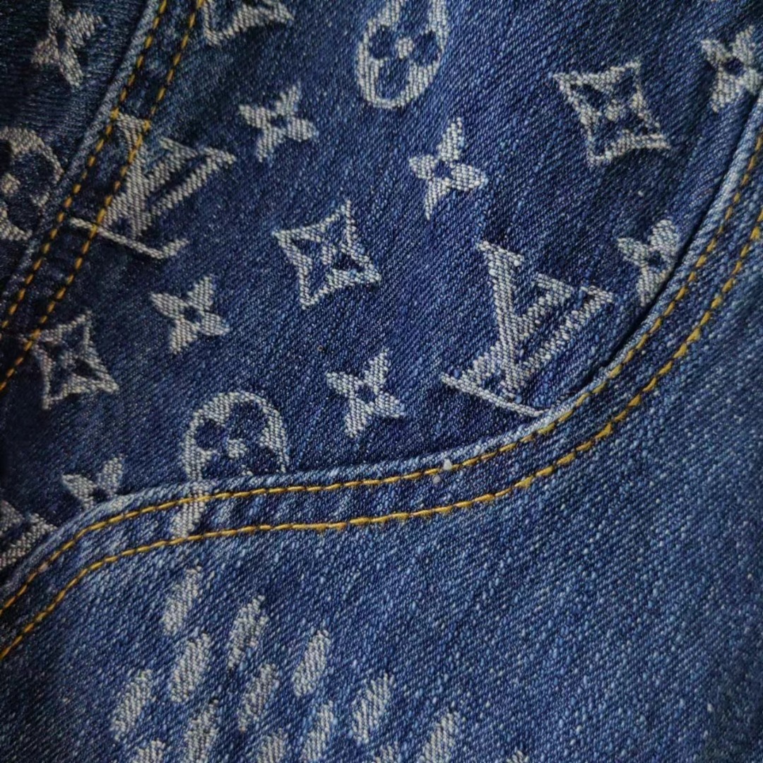 Louis Vuitton LV Nigo Human Virgil 联名款老花拼接格子水洗牛仔外套夹克