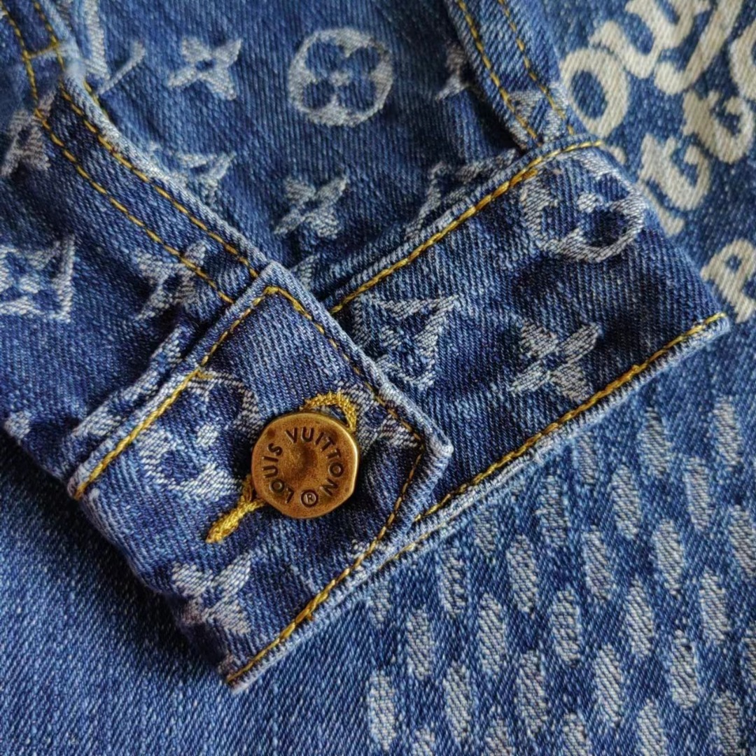 Louis Vuitton LV Nigo Human Virgil 联名款老花拼接格子水洗牛仔外套夹克