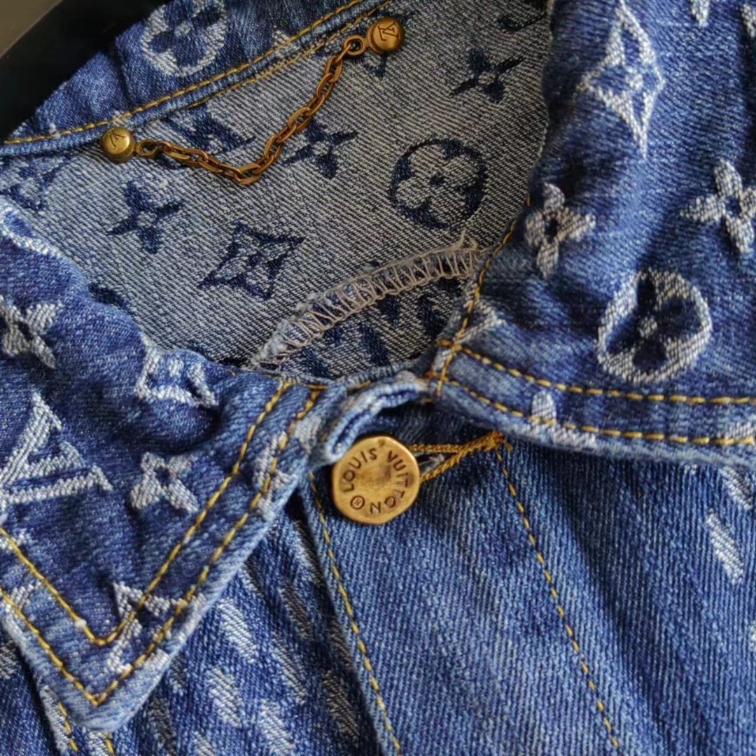 Louis Vuitton LV Nigo Human Virgil 联名款老花拼接格子水洗牛仔外套夹克