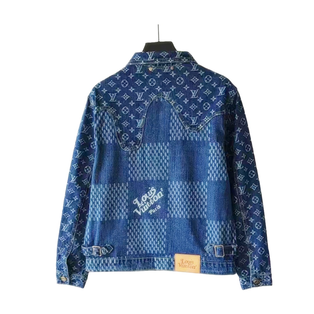 Louis Vuitton LV Nigo Human Virgil 联名款老花拼接格子水洗牛仔外套夹克