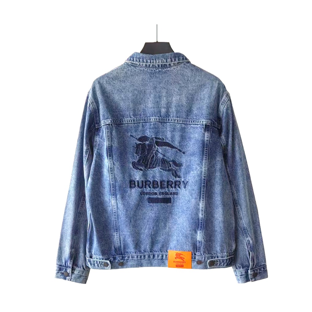 Supreme Burberry联名 巴宝莉联名 战马刺绣 牛仔夹克