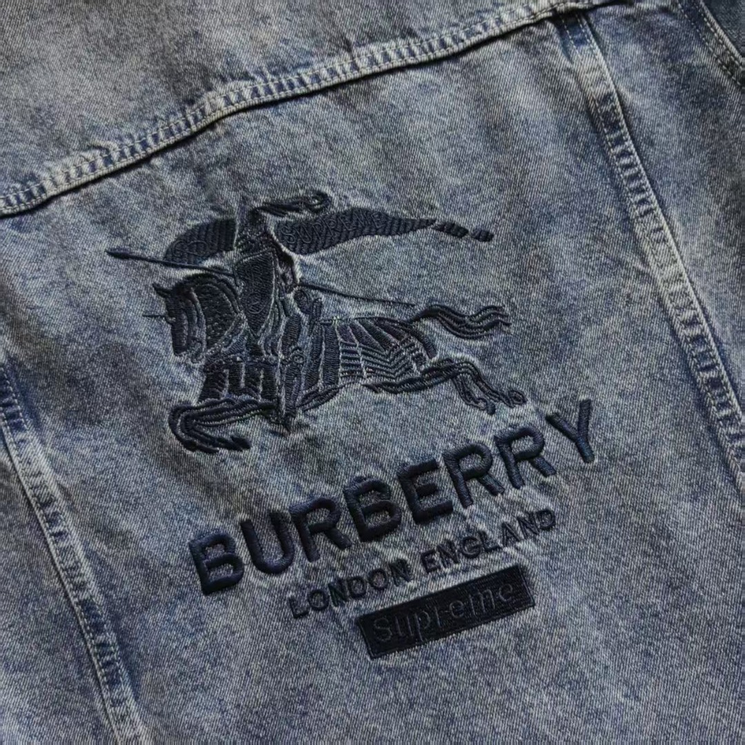 Supreme Burberry联名 巴宝莉联名 战马刺绣 牛仔夹克