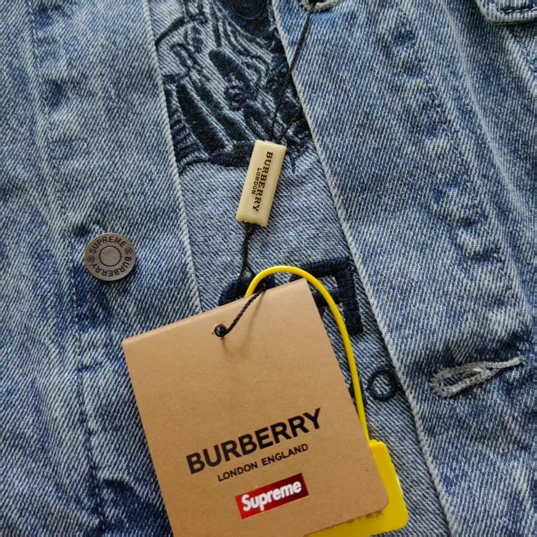 Supreme Burberry联名 巴宝莉联名 战马刺绣 牛仔夹克