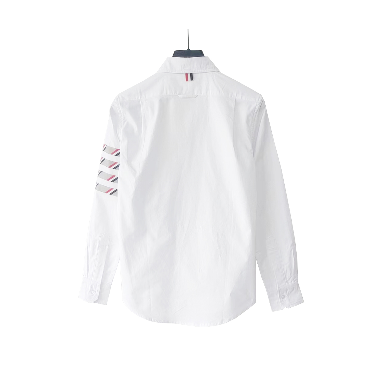 THOM BROWNE 汤姆布朗.经典新款袖子红白蓝条纹斜纹牛津纺长袖衬衣