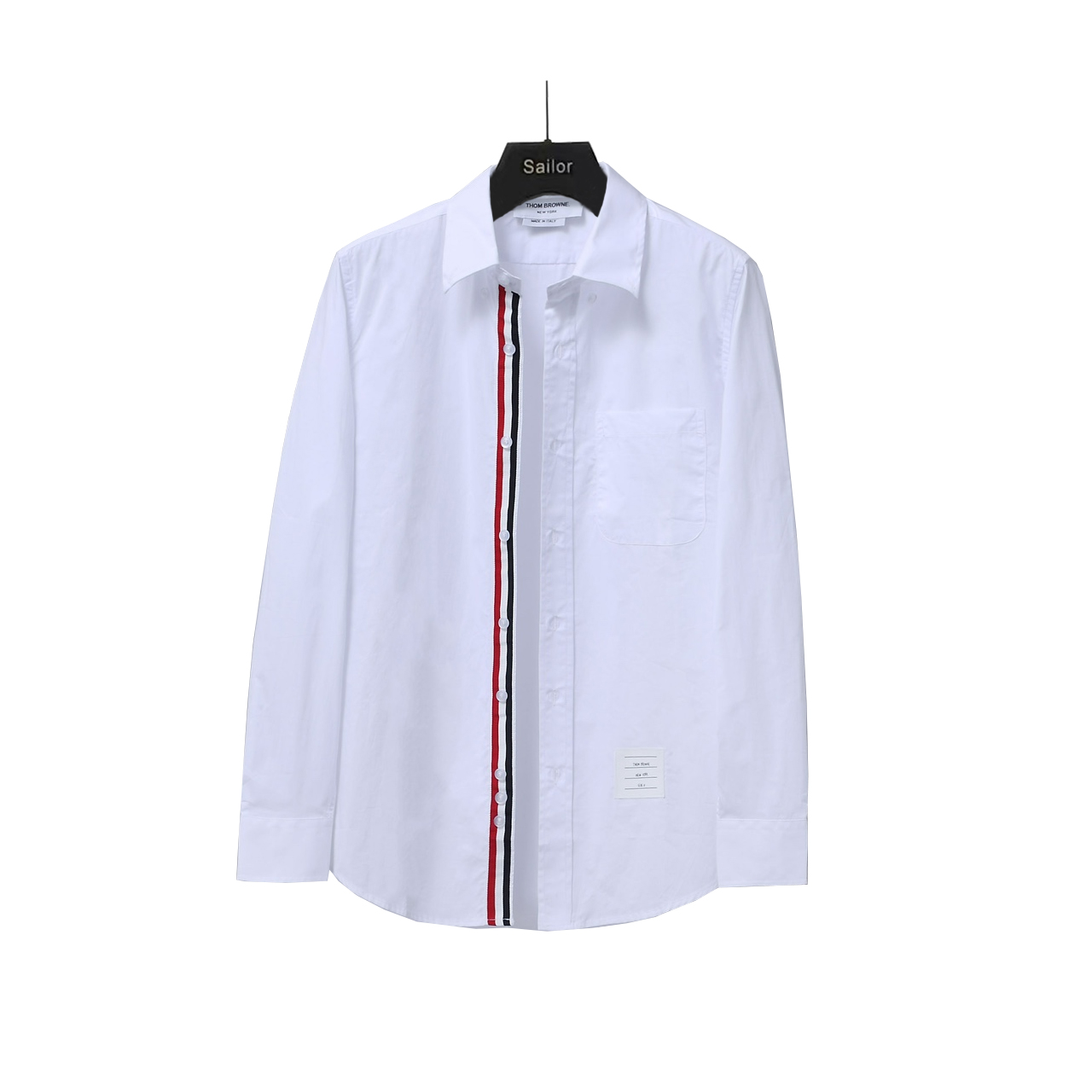 THOM BROWNE 汤姆布朗.TB衬衫府绸面料内门襟织带薄款夏季休闲衬衣