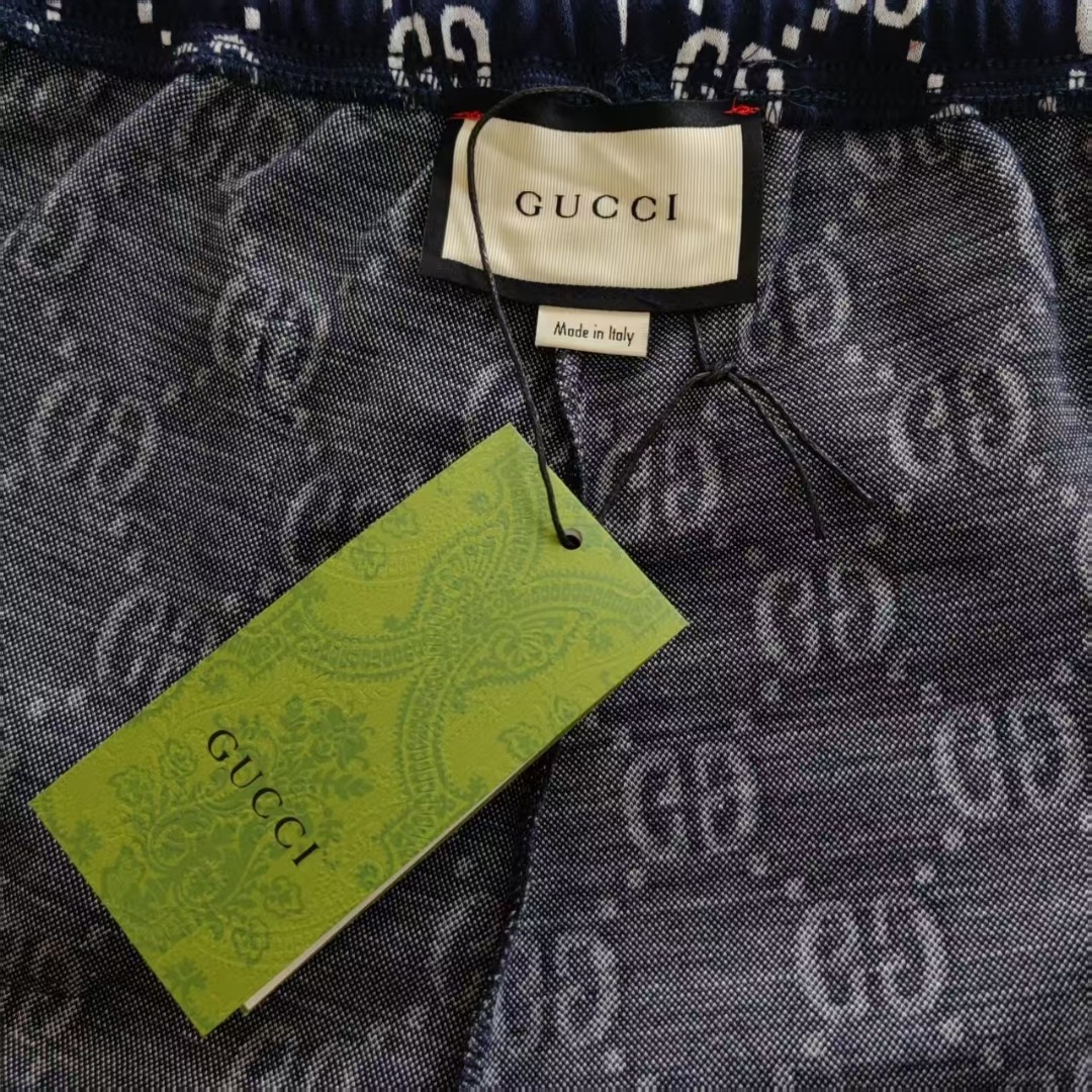 Gucci/古驰 织带拼接满印字母logo休闲短裤