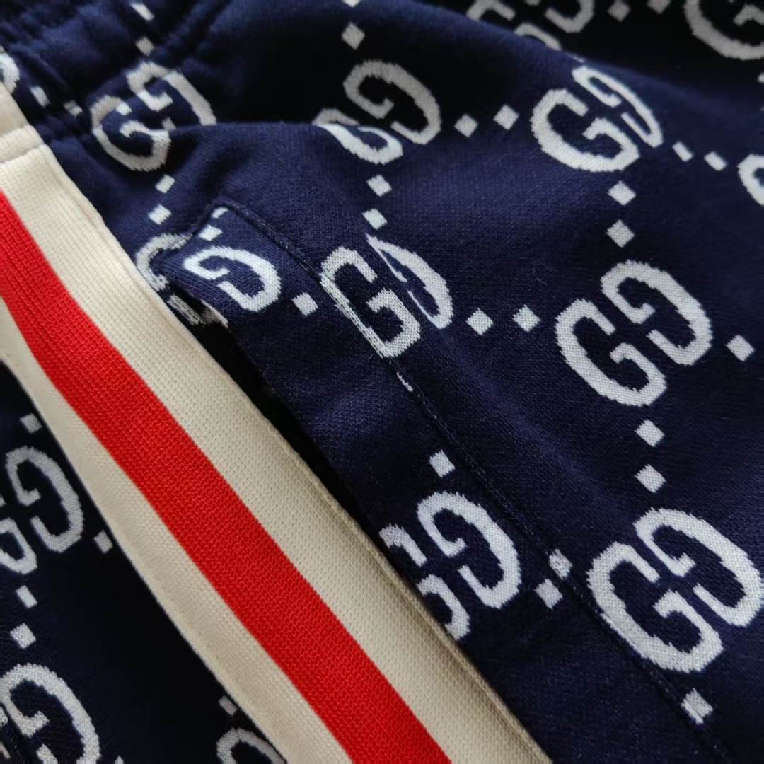 Gucci/古驰 织带拼接满印字母logo休闲短裤