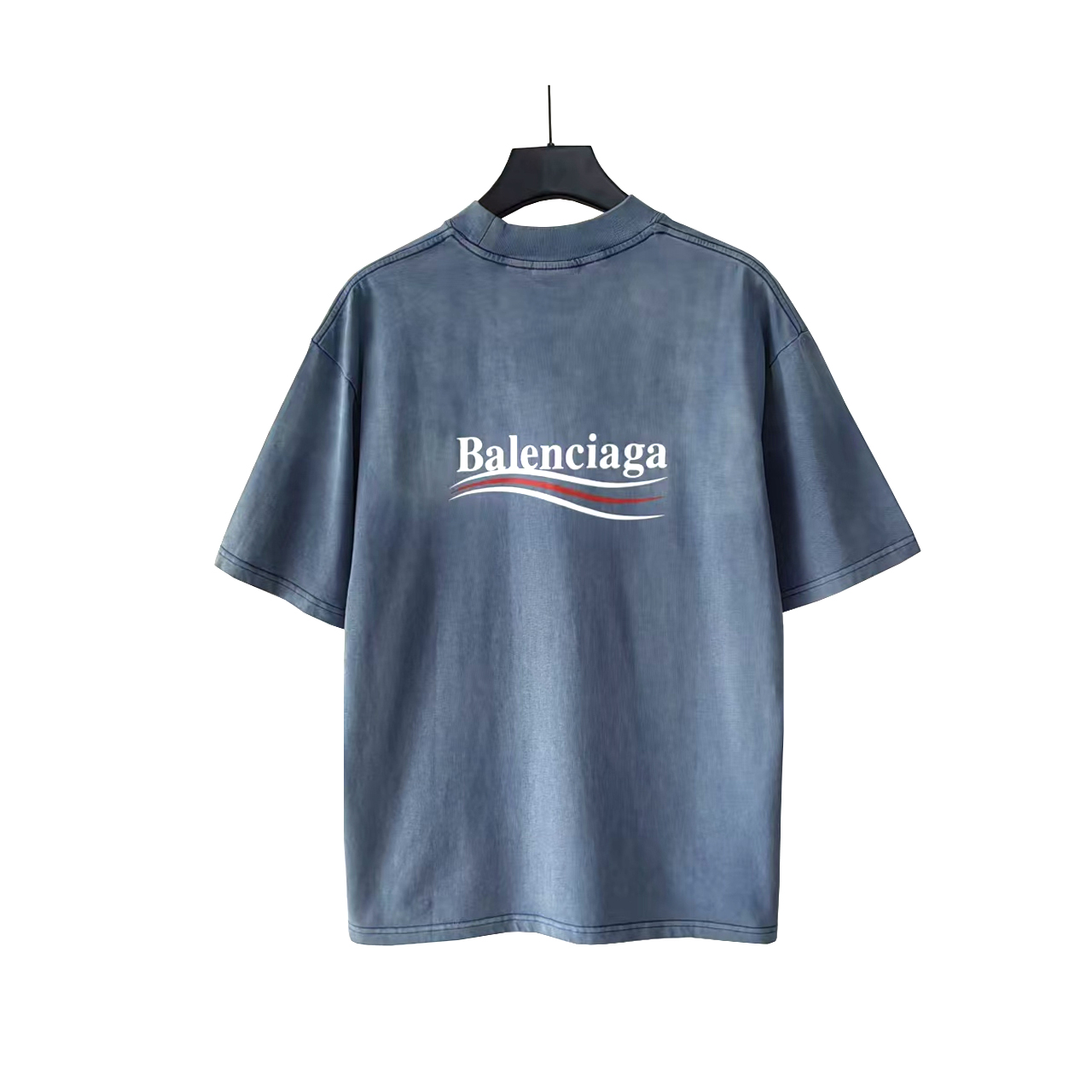 巴黎世家 Balenciaga可乐海浪撕裂破坏短袖 经典可乐波浪印花