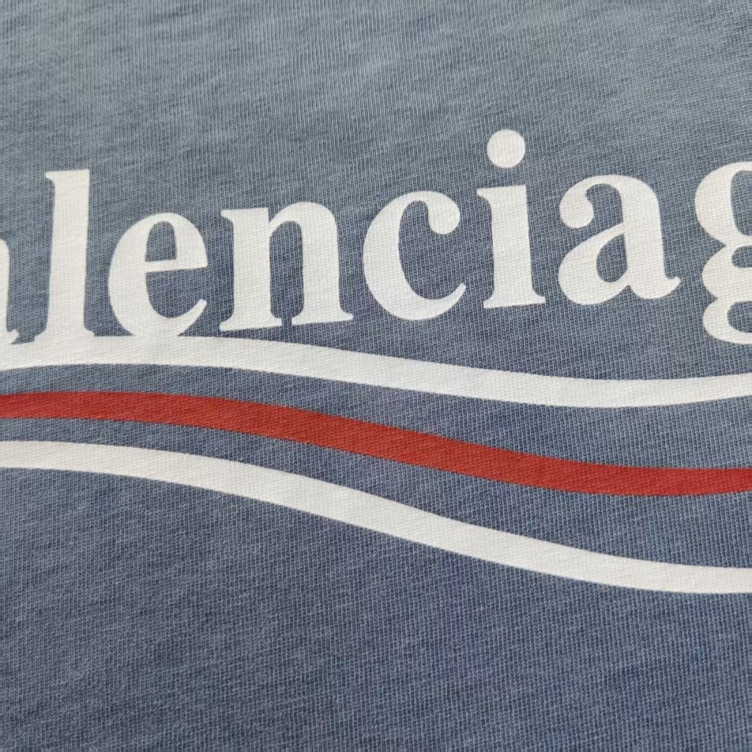 巴黎世家 Balenciaga可乐海浪撕裂破坏短袖 经典可乐波浪印花