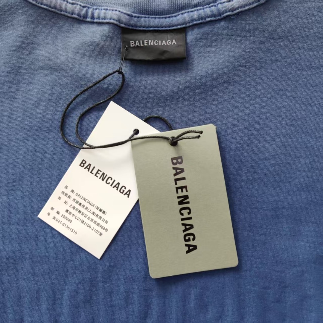 巴黎世家 Balenciaga可乐海浪撕裂破坏短袖 经典可乐波浪印花
