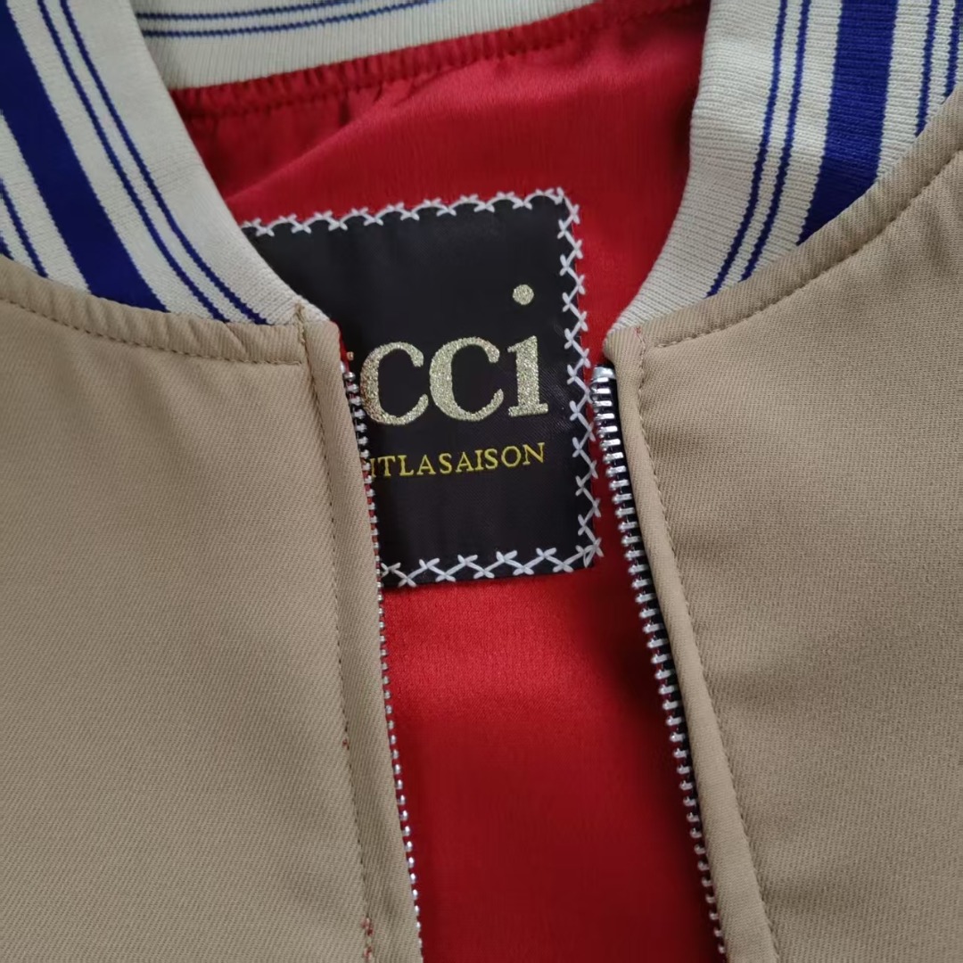 GUCCI 古驰 Original 双面穿棒球服飞行夹克外套黑/卡其 红/卡其