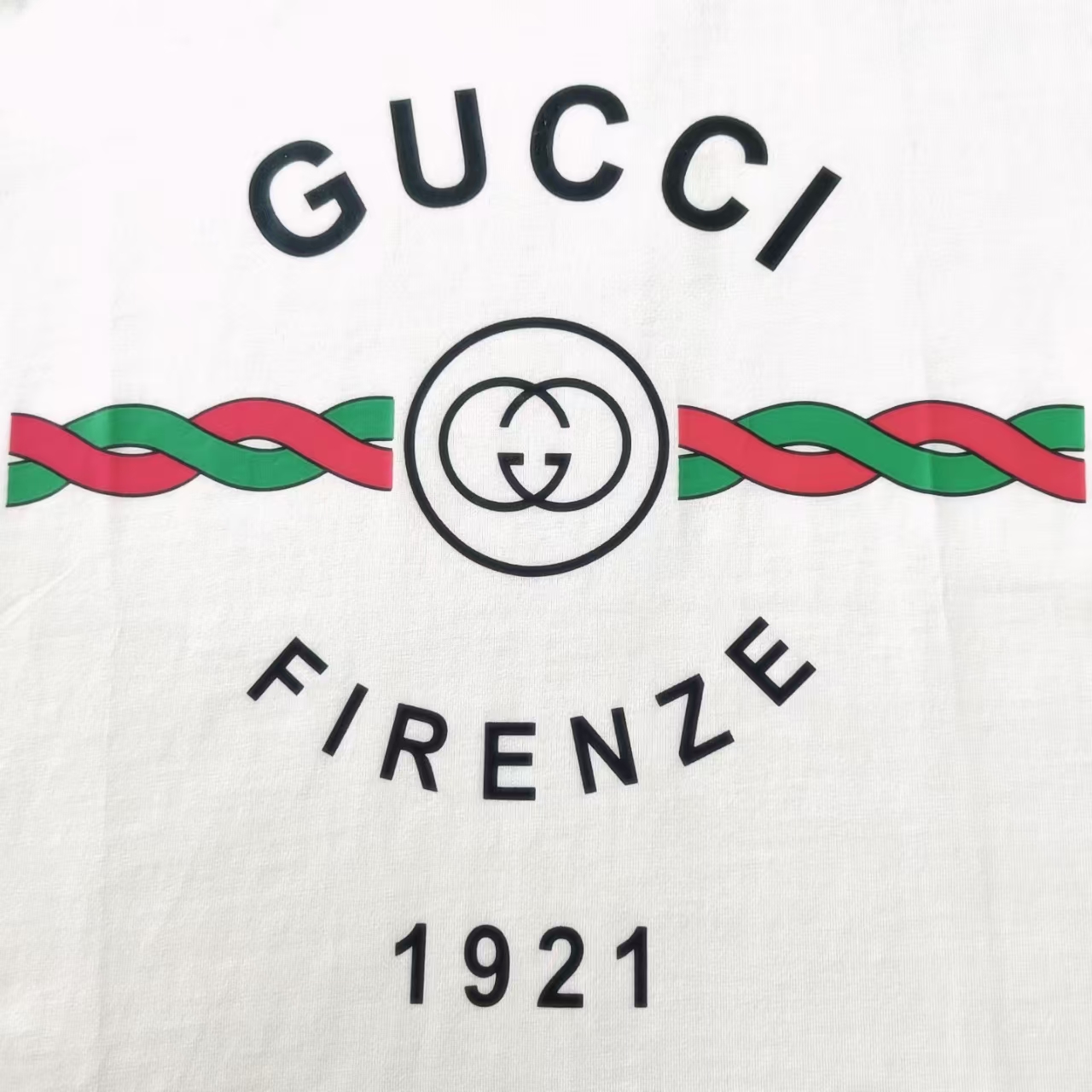 Gucci /古驰 麻花条纹印花短袖T恤