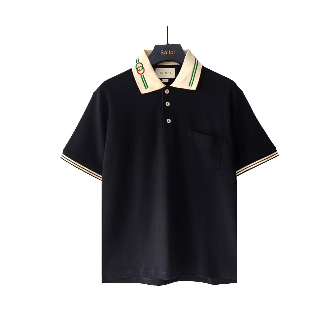 GUCCI/古驰 领口刺绣logo Polo衫短袖