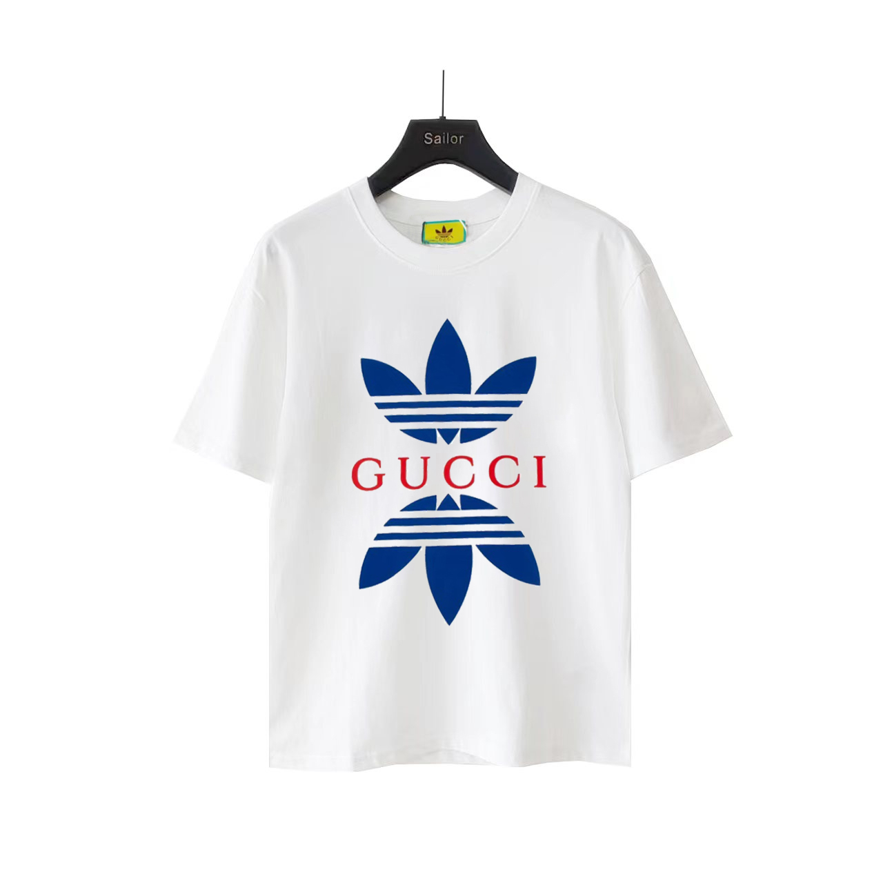 古驰/Gucci三叶草联名徽标圆领短袖T恤 白色