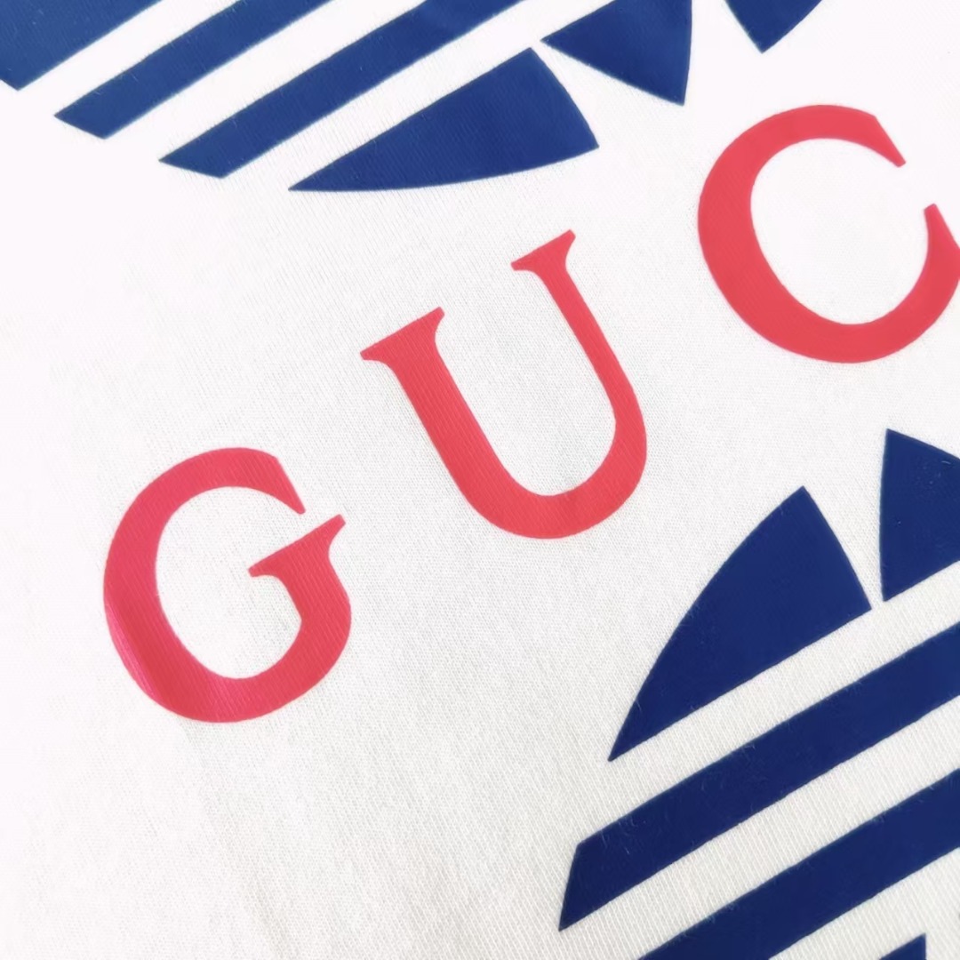 古驰/Gucci三叶草联名徽标圆领短袖T恤 白色