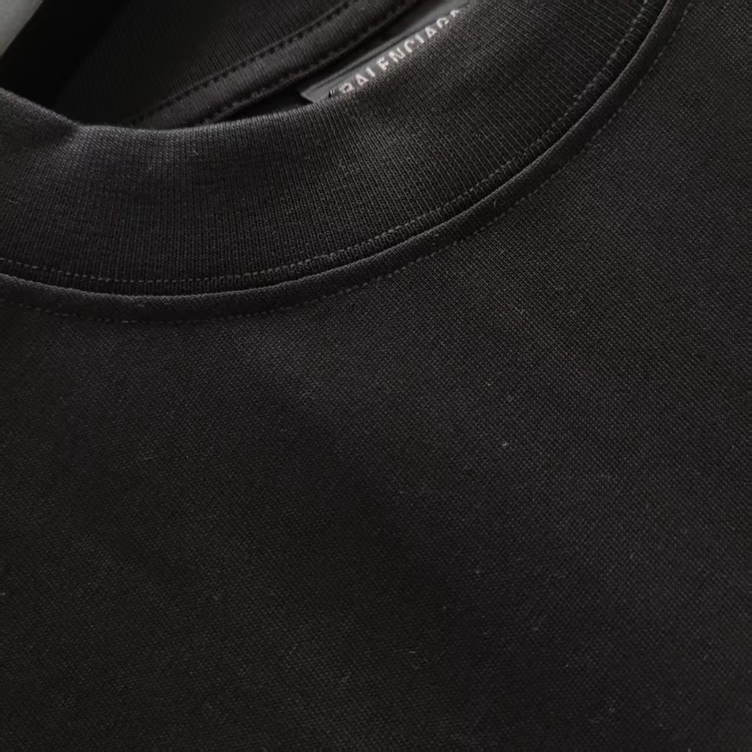 巴黎世家 Balenciaga基础双圈烫钻短袖 经典背后烫钻字母