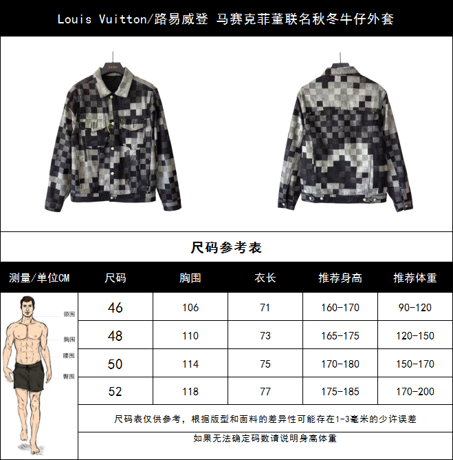 Louis Vuitton/路易威登 马赛克菲董联名秋冬牛仔外套