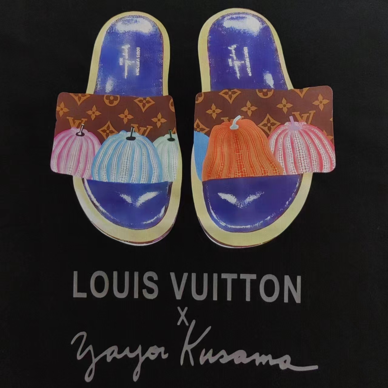 LOUIS VUITTON 路易 登威 24SS南瓜拖鞋logo印花短袖T恤 黑色 白色