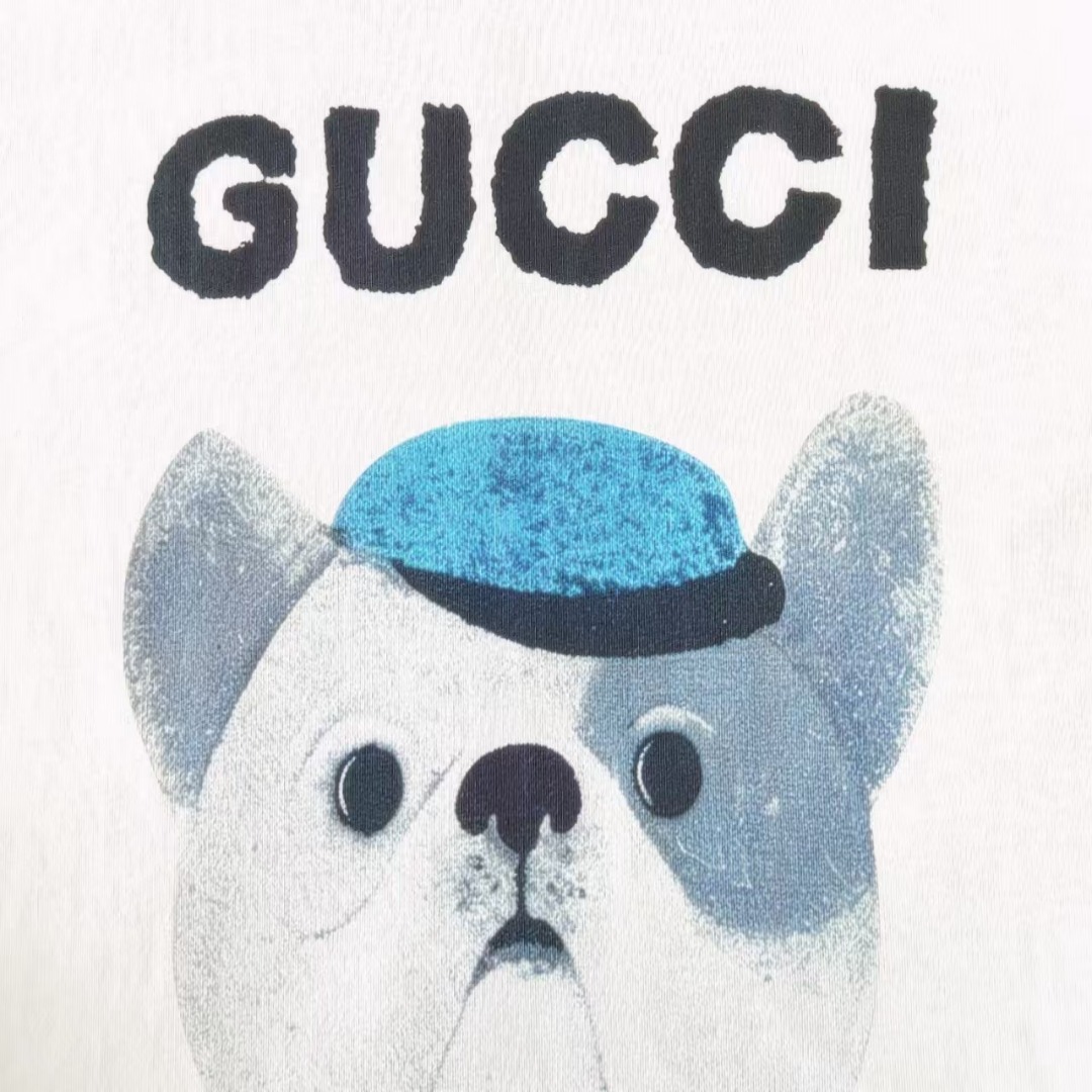Gucci古驰 趣味卡通狗模人样圆领短袖