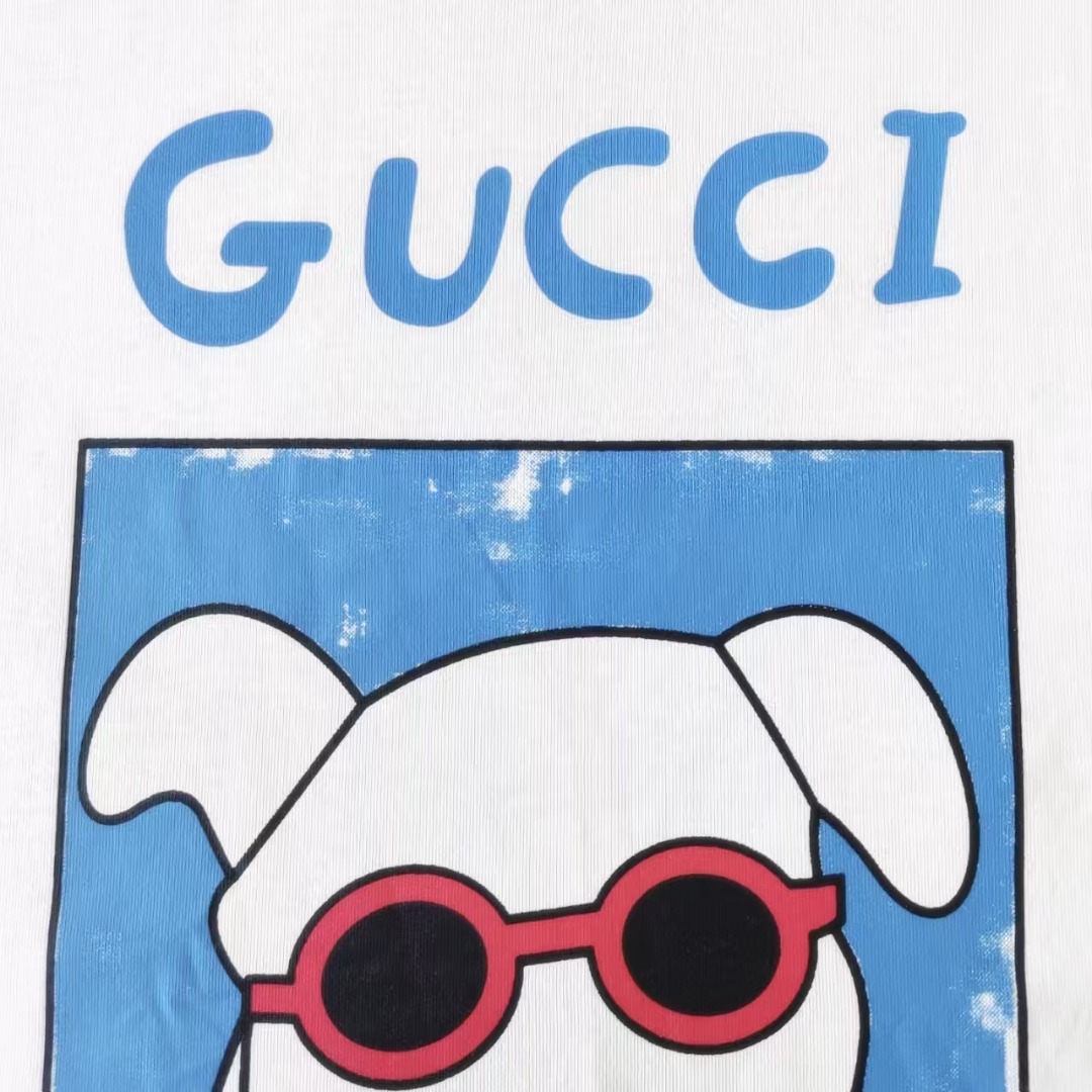 Gucci古驰 趣味卡通墨镜酷狗圆领短袖