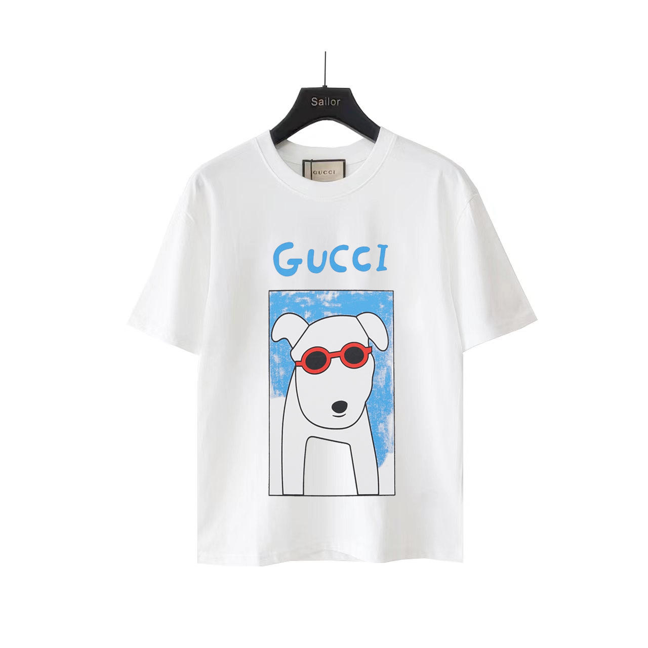 Gucci古驰 趣味卡通墨镜酷狗圆领短袖