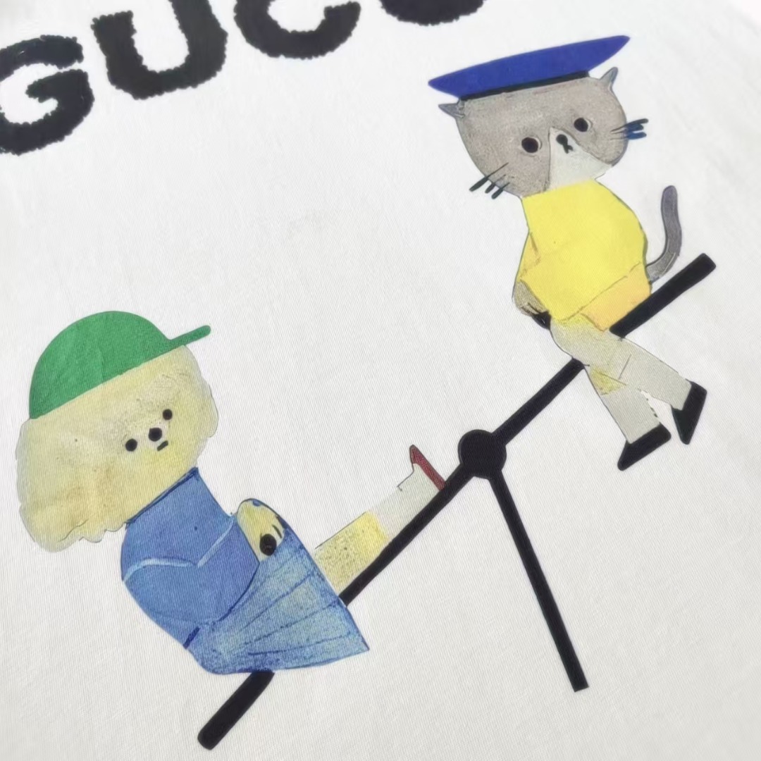 Gucci古驰 趣味卡通跷跷板游戏圆领短袖