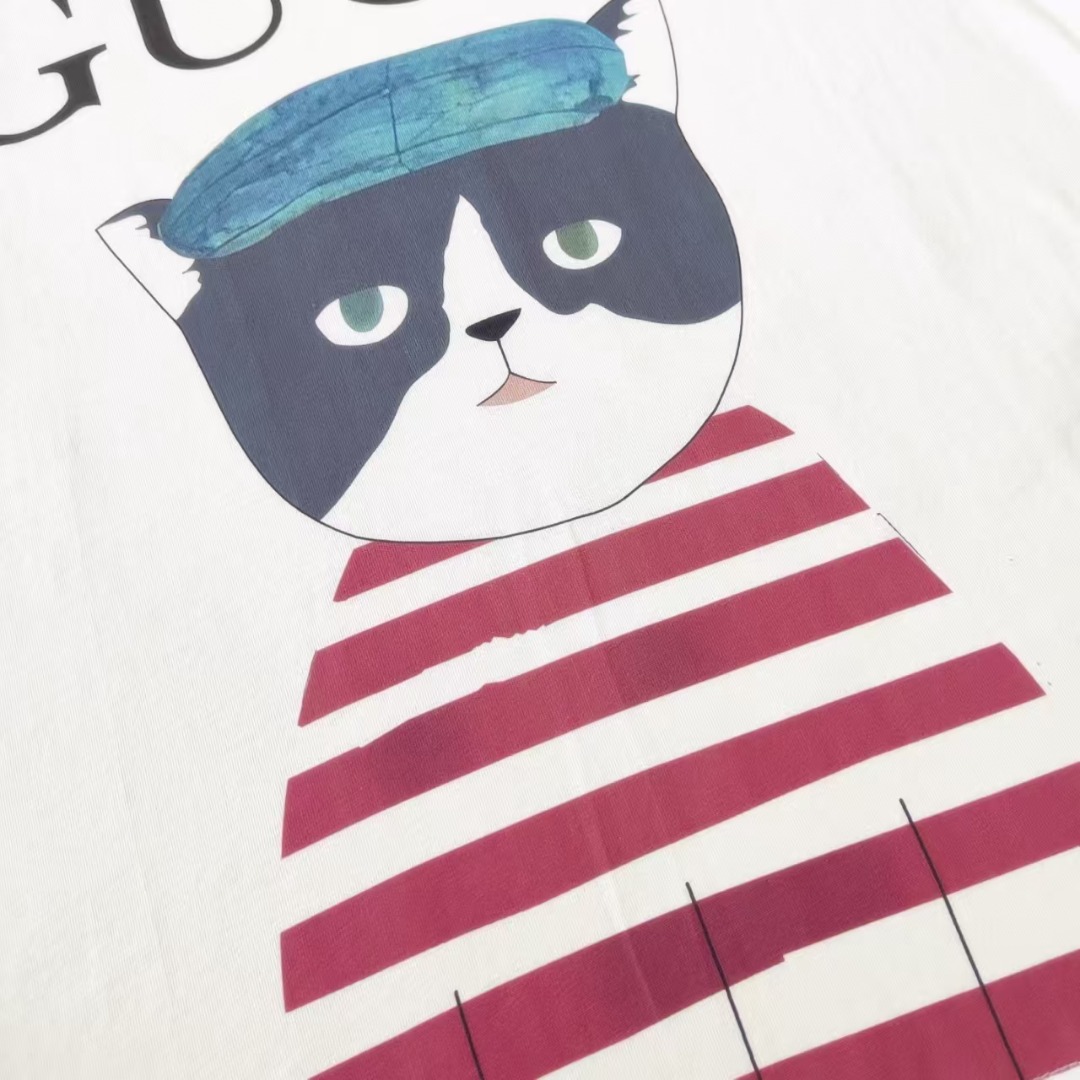Gucci古驰 趣味卡喵星人圆领短袖