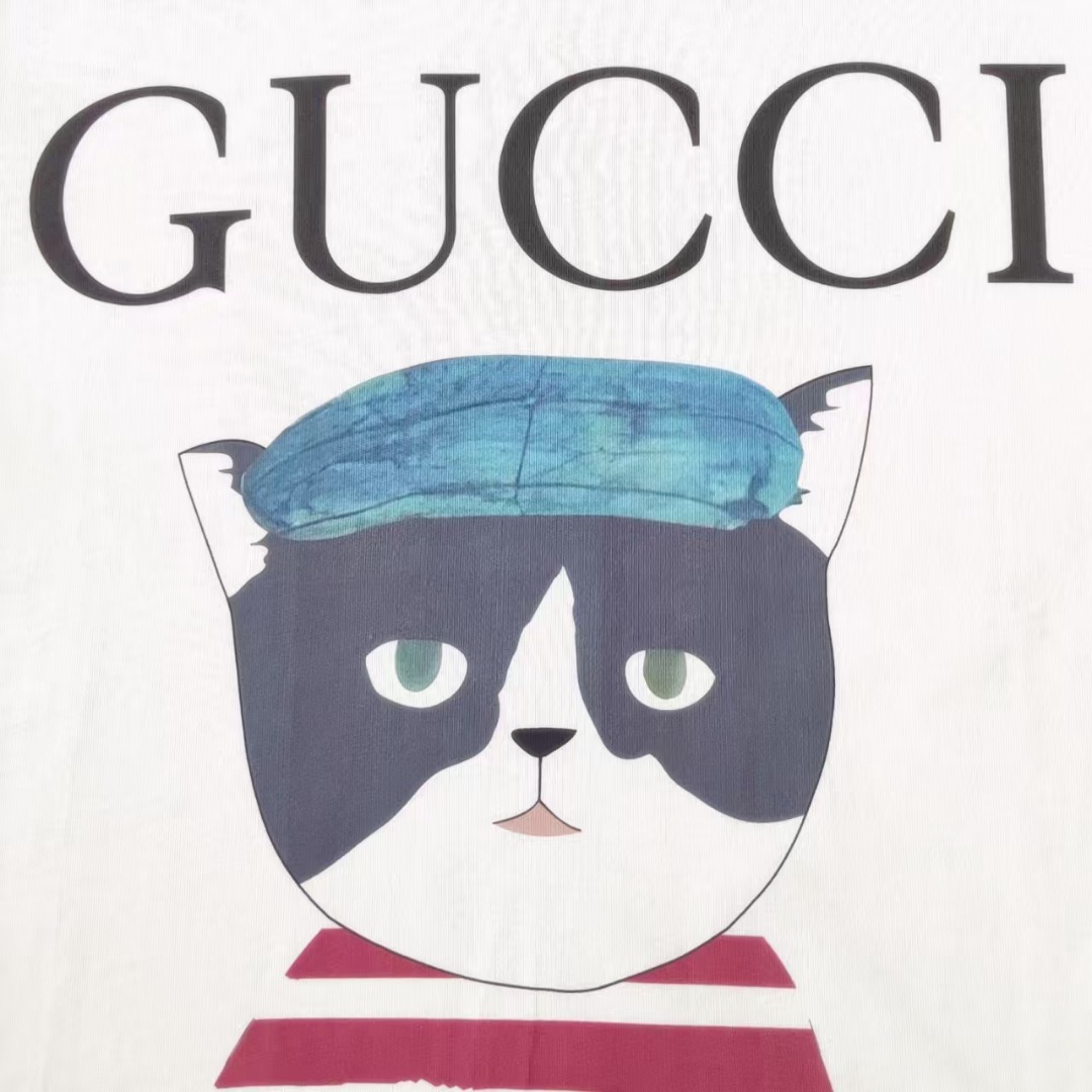 Gucci古驰 趣味卡喵星人圆领短袖