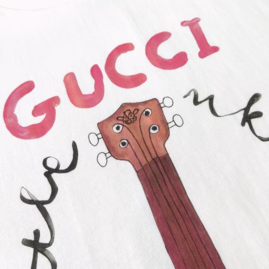 Gucci古驰 趣味卡通优美的吉他圆领短袖