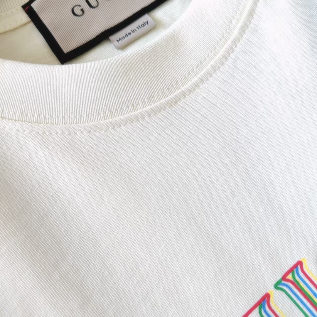 Gucci古驰 彩色条纹logo圆领短袖