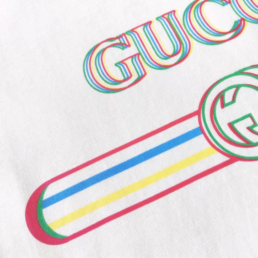 Gucci古驰 彩色条纹logo圆领短袖