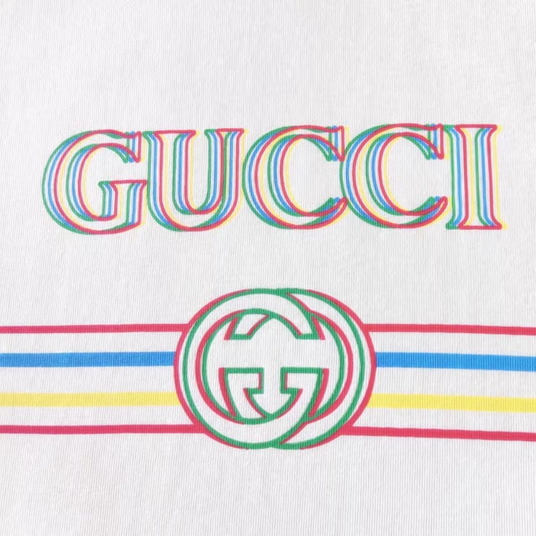 Gucci古驰 彩色条纹logo圆领短袖