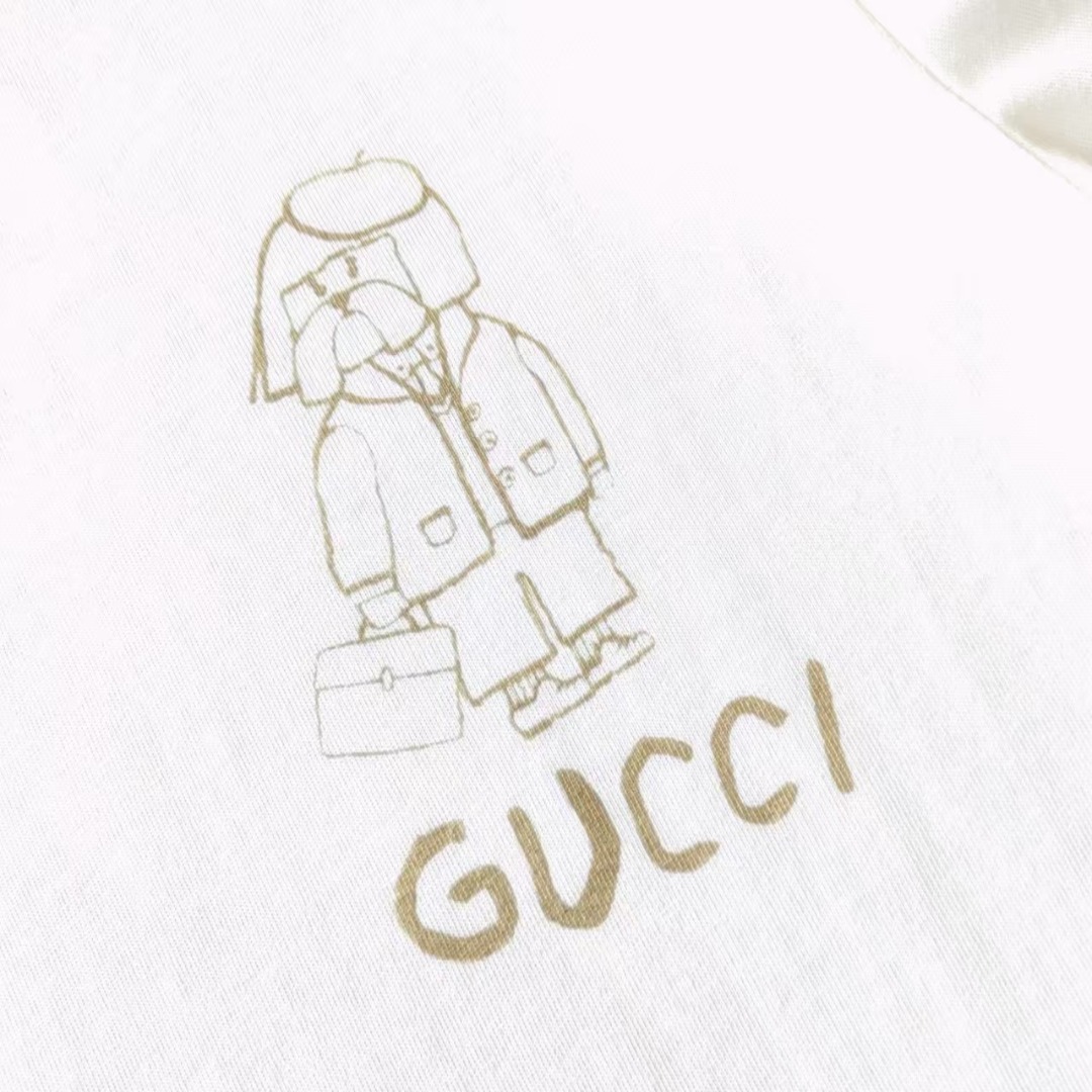 Gucci古驰 趣味卡带贝雷帽的小狗圆领短袖