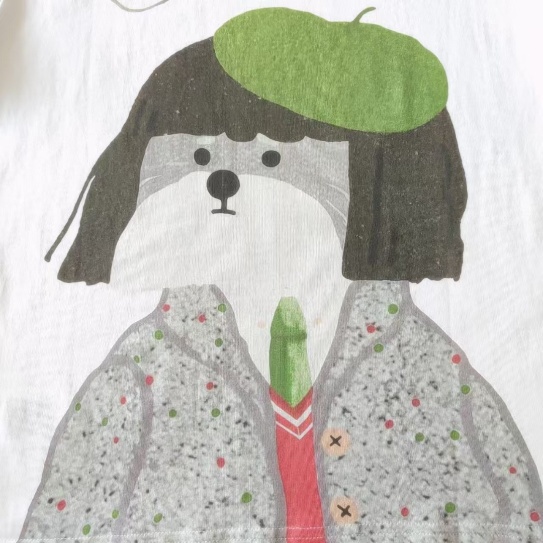 Gucci古驰 趣味卡带贝雷帽的小狗圆领短袖