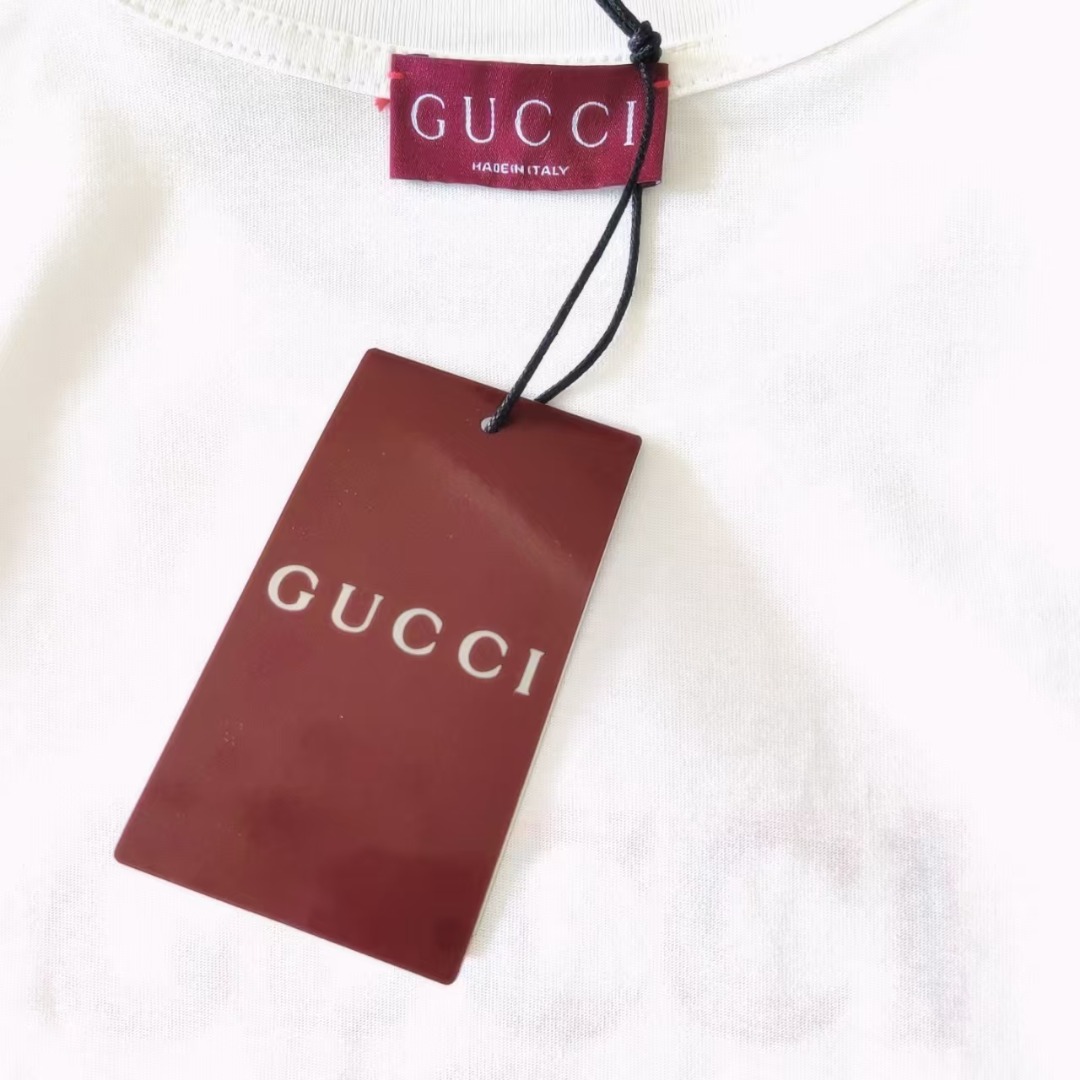Gucci古驰 粉色条纹logo印花圆领短袖