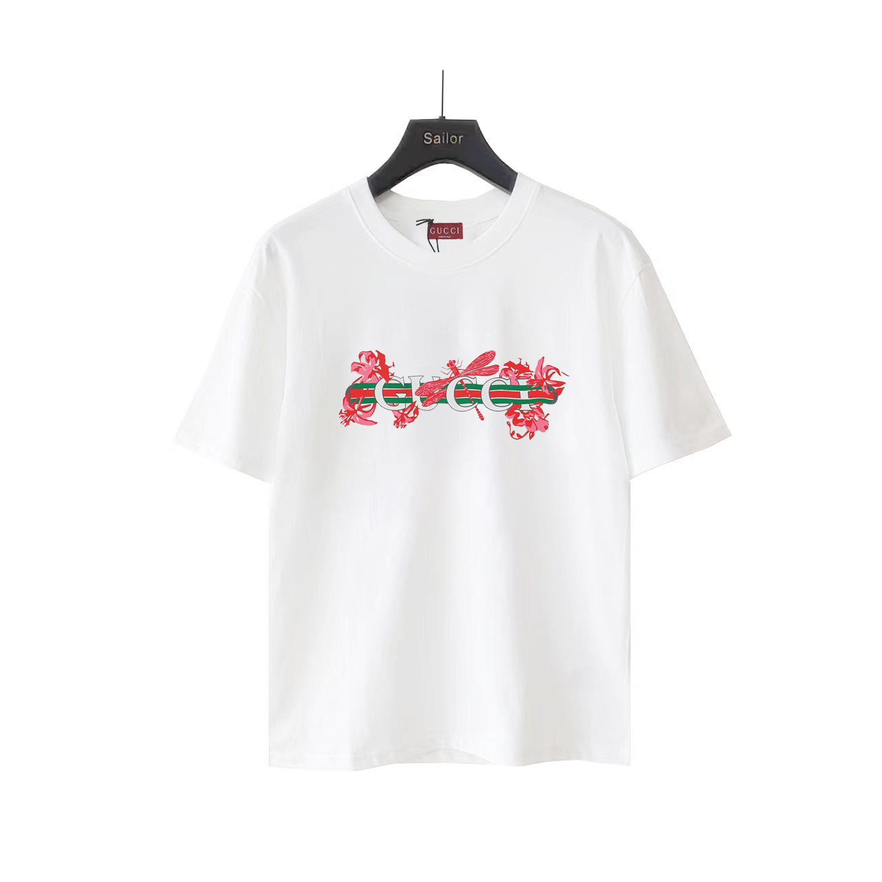 Gucci/古驰 红花蜻蜓logo印花短袖