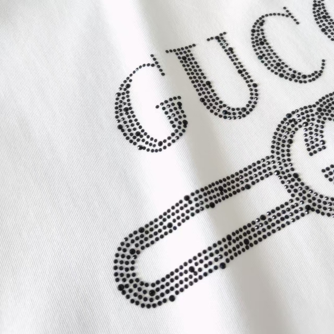 Gucci/古驰 镶钻双Glogo圆领T恤