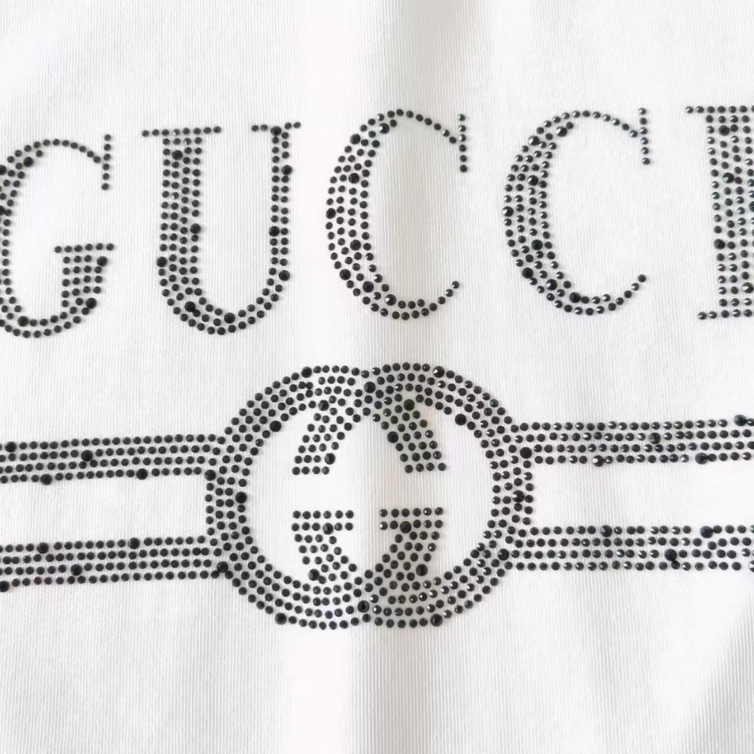 Gucci/古驰 镶钻双Glogo圆领T恤