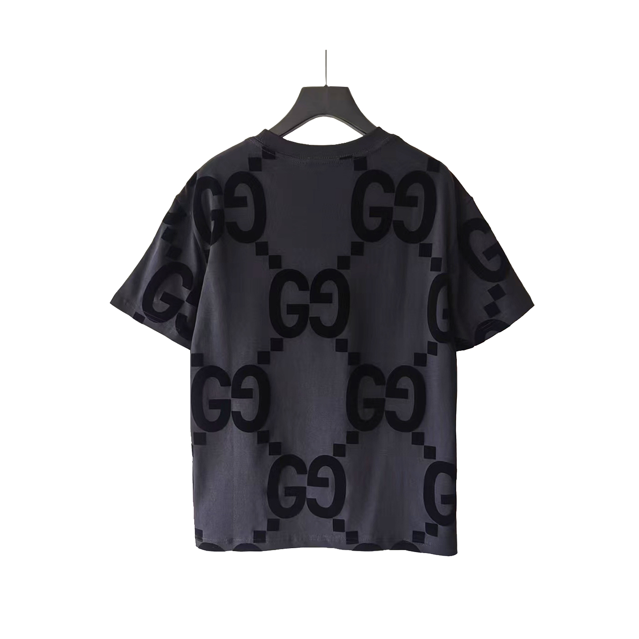 Gucci/古驰 植绒满印logo圆领T恤 高克重短袖