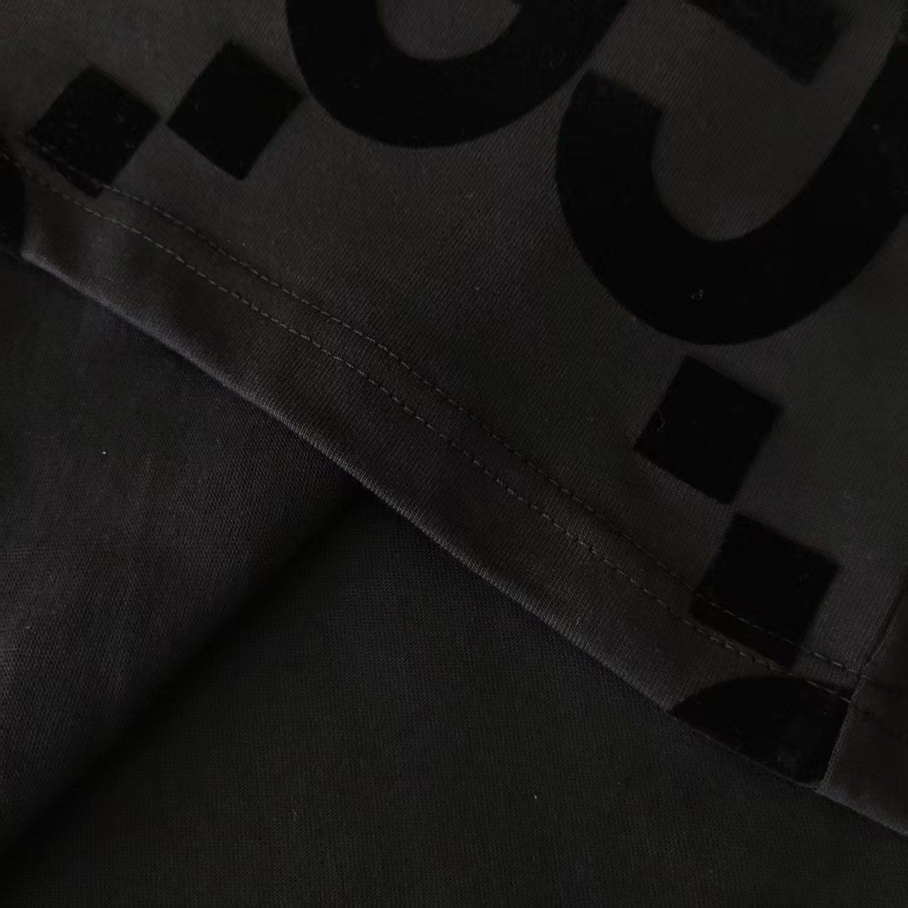 Gucci/古驰 植绒满印logo圆领T恤 高克重短袖